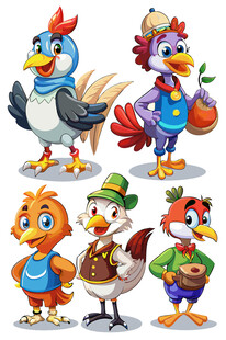 可爱拟人化卡通家禽集合