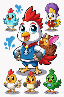 可爱小鸡卡通形象集合
