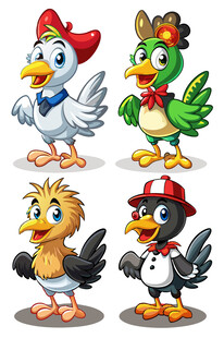 可爱萌趣的卡通小鸟集合