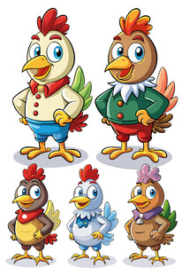 可爱卡通鸡形象集合