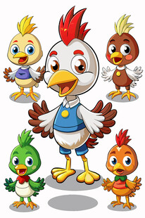 可爱卡通小鸡家族形象