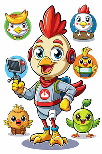 卡通小鸡形象及伙伴集合