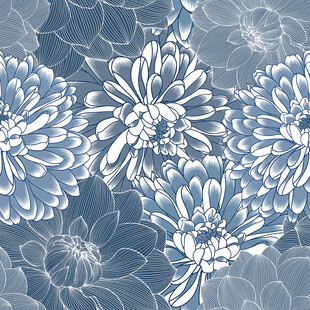 蓝白菊花图案纹理背景