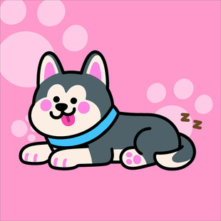 哈士奇创意抽象儿童手绘插画