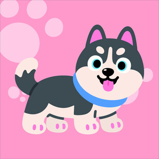 哈士奇创意抽象儿童手绘插画