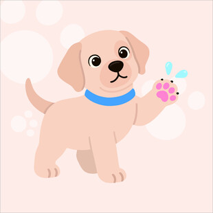 金毛犬创意抽象儿童手绘插画