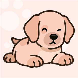 金毛犬创意抽象儿童手绘插画