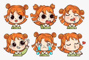 可爱红发女孩表情集合