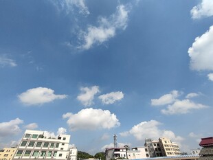 蓝天白云下的城市建筑