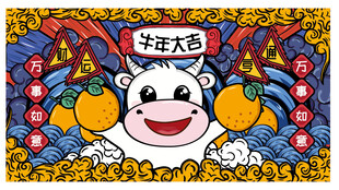 牛年大吉插画