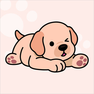 金毛犬创意抽象儿童手绘插画