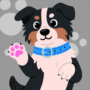 边牧犬创意抽象儿童手绘插画