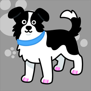 边牧犬创意抽象儿童手绘插画