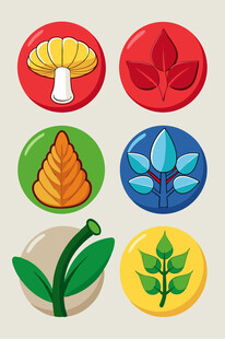 多彩植物图标集合