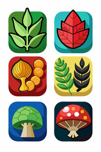 多彩森林元素图标集合