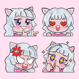 可爱猫耳女孩表情组图