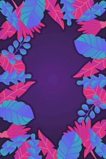 多彩花卉环绕紫色背景