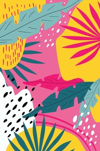 多彩热带植物图案背景