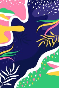 梦幻多彩植物抽象背景图