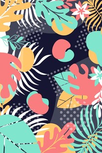 热带植物多彩图案背景