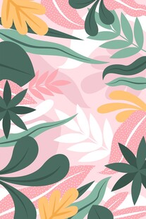 粉色背景热带植物图案