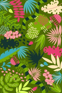 热带植物花卉缤纷图案