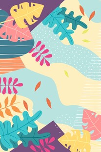 多彩抽象树叶图案背景