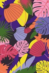 多彩热带植物图案背景
