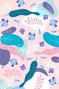 梦幻花卉植物图案背景