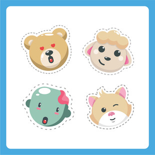 可爱动物卡通表情贴纸
