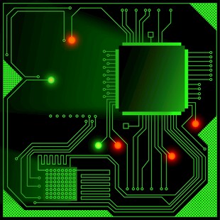 绿色电路板与芯片特写