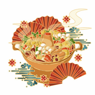 中式火锅美食插画