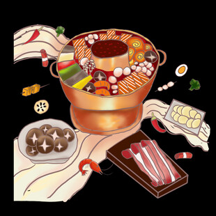 传统铜火锅食材丰富多样