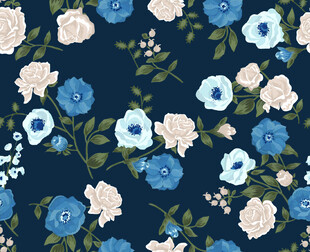 蓝底花卉图案设计素材