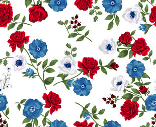 红蓝花卉图案背景