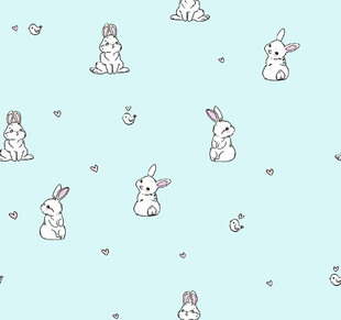浅蓝色背景可爱兔子图案