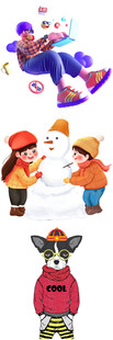 儿童欢乐玩雪场景