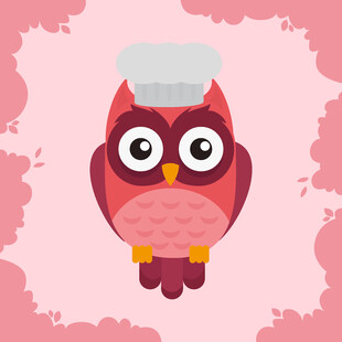 戴厨师帽的可爱猫头鹰