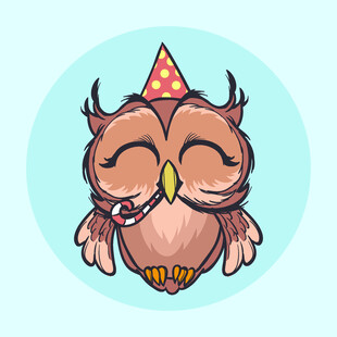戴帽猫头鹰庆祝生日