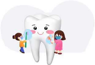 儿童关爱牙齿温馨场景