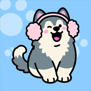 阿拉斯加犬创意抽象儿童手绘插画