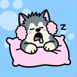 阿拉斯加犬创意抽象儿童手绘插画