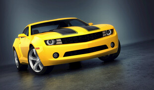 炫酷黄色跑车特写