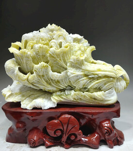 玉雕白菜摆件岫玉百财兴旺