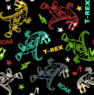 多彩恐龙涂鸦图案设计