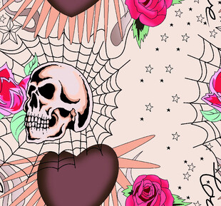 骷髅玫瑰图案 