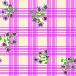 粉紫格子花卉图案背景