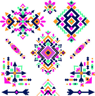 多彩几何民族风图案元素
