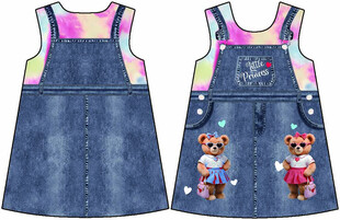 儿童牛仔背带裙图案设计