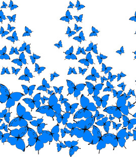 蓝色蝴蝶群飞舞的梦幻画面